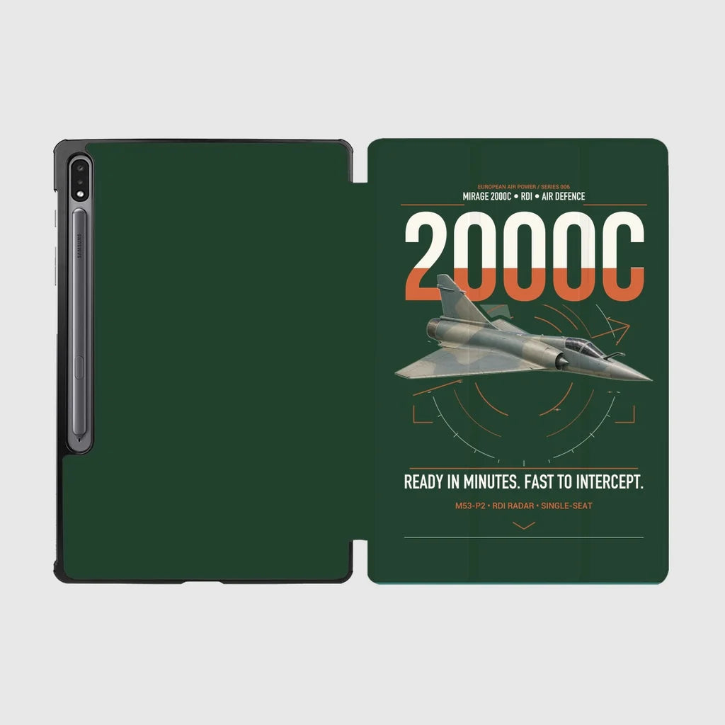 Dassault Mirage 2000C RDI design on dark green samsung tablet tablet case