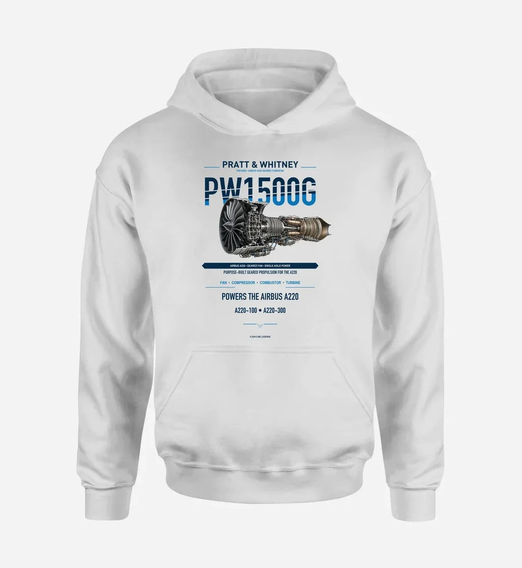 PW1500G design on white hoodie single side