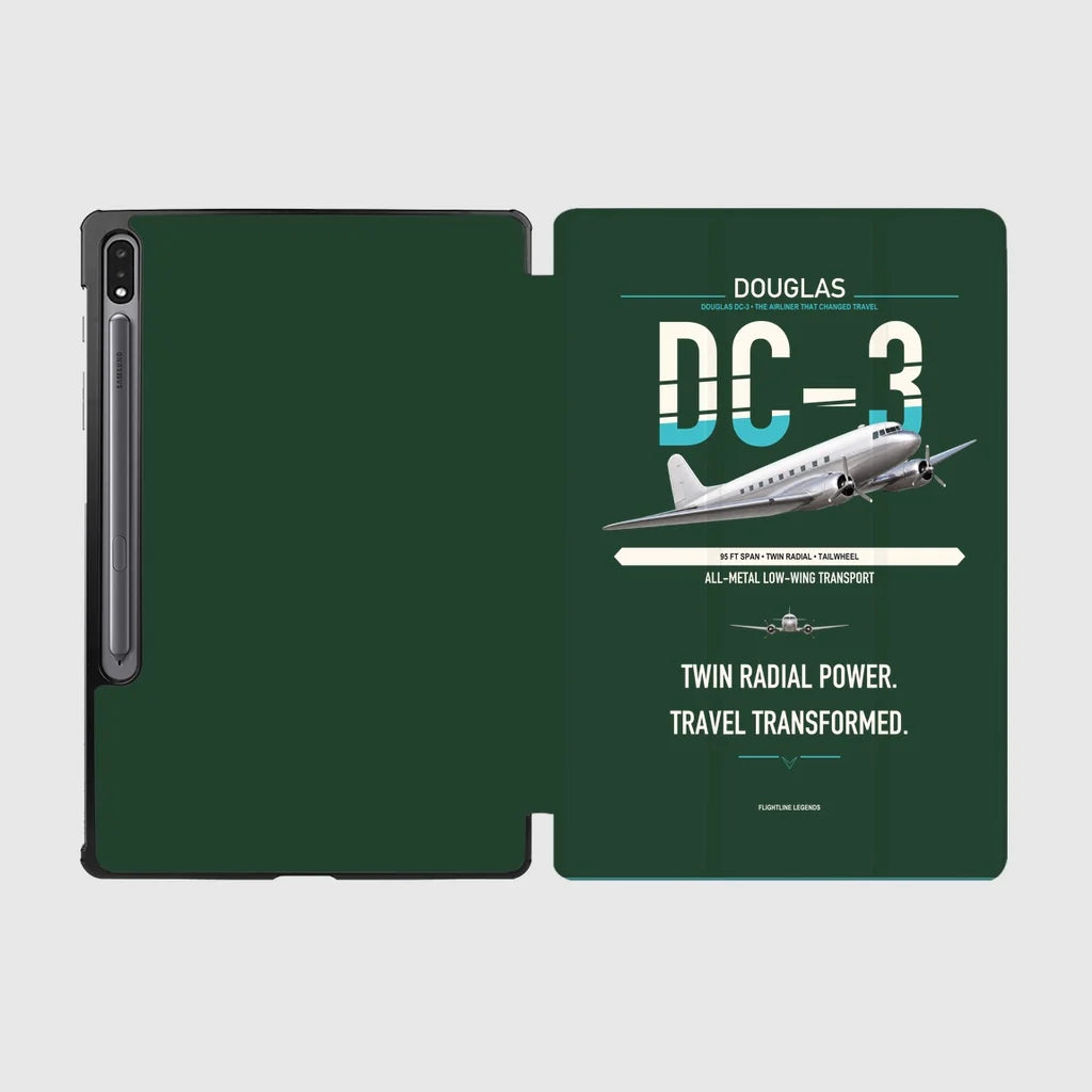 Douglas DC-3 design on dark green samsung tablet tablet case
