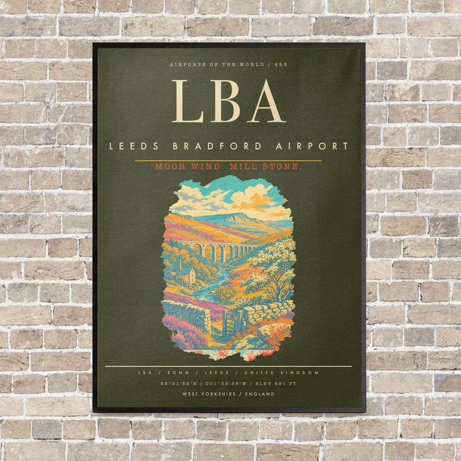 Leeds Bradford Airport LBA - Canvas Framed - Green Army