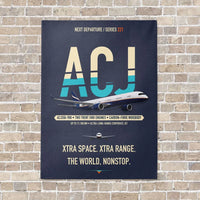 Thumbnail for Airbus ACJ350 / exact ACJ350-900 vertical canvas print - no frame - navy blue background