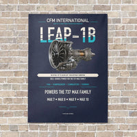 Thumbnail for CFM LEAP-1B vertical canvas print - no frame - navy blue background