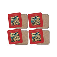 Thumbnail for The Caravan Route Above - Designed Coasters design on red 4-pieces-set