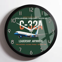 Thumbnail for C-32A Air Force Two Global Reach design on dark green framed wall clock