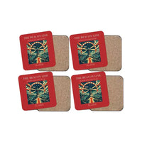 Thumbnail for The Beacon Line - Designed Coasters design on red 4-pieces-set