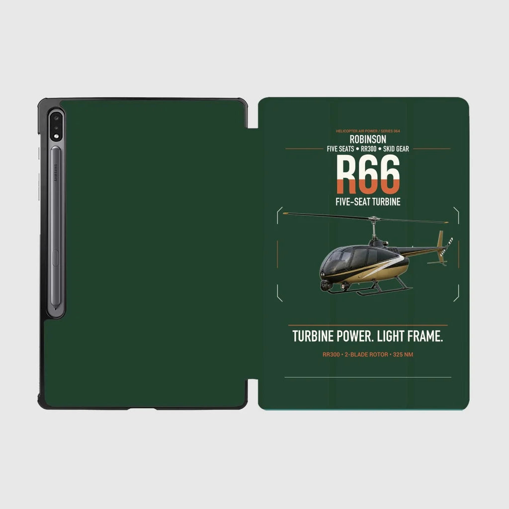 Robinson R66 design on dark green samsung tablet tablet case