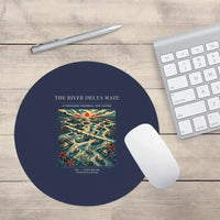 Thumbnail for VINTAGE G4274 - The River Delta Maze - Designed Mouse Pads design on navyblue round