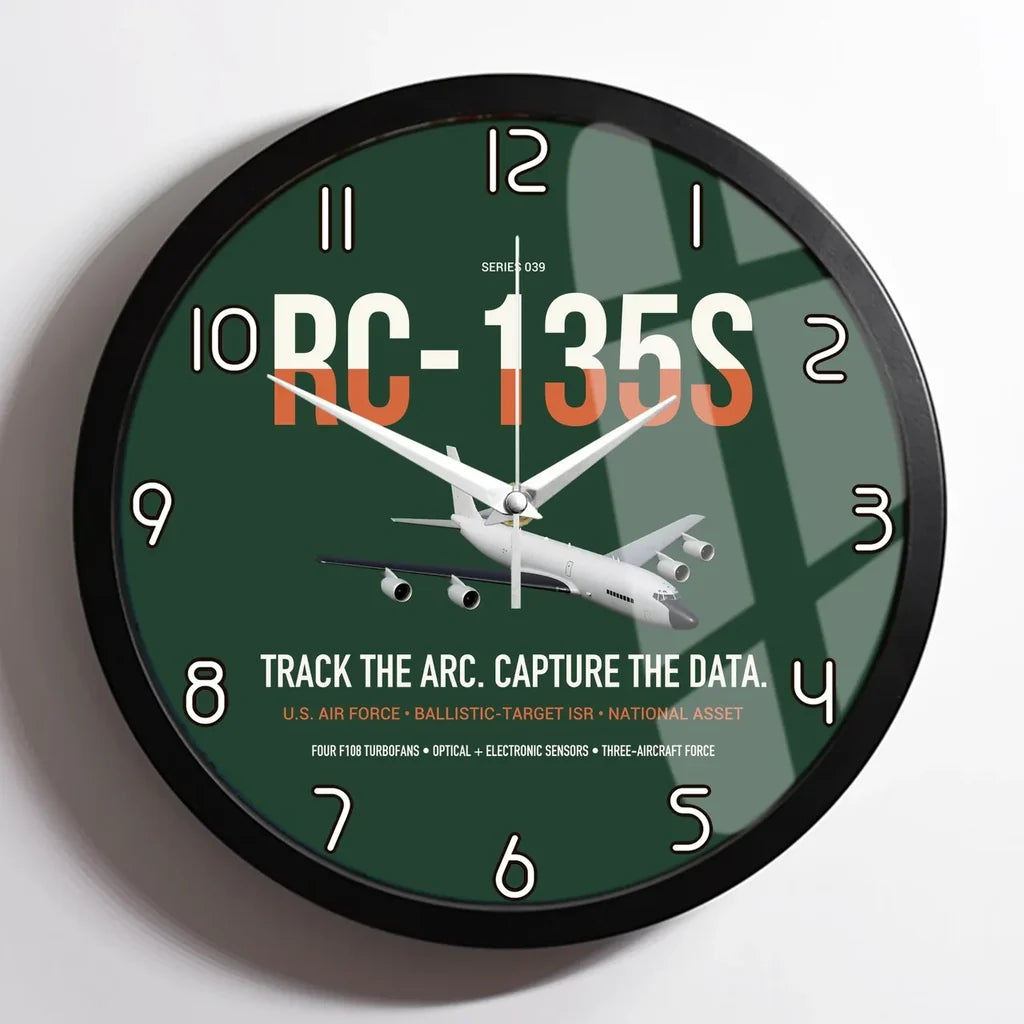 RC-135S Cobra Ball design on dark green framed wall clock