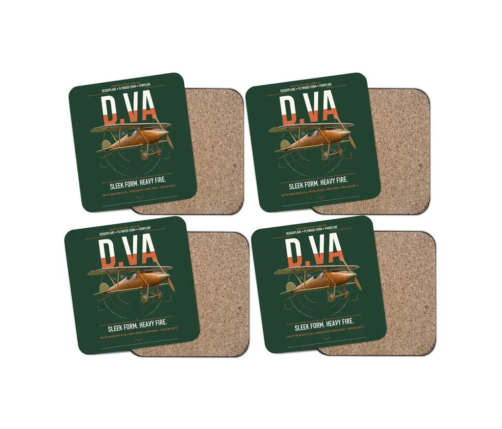 Albatros D.Va design on dark green 4 pieces set coaster