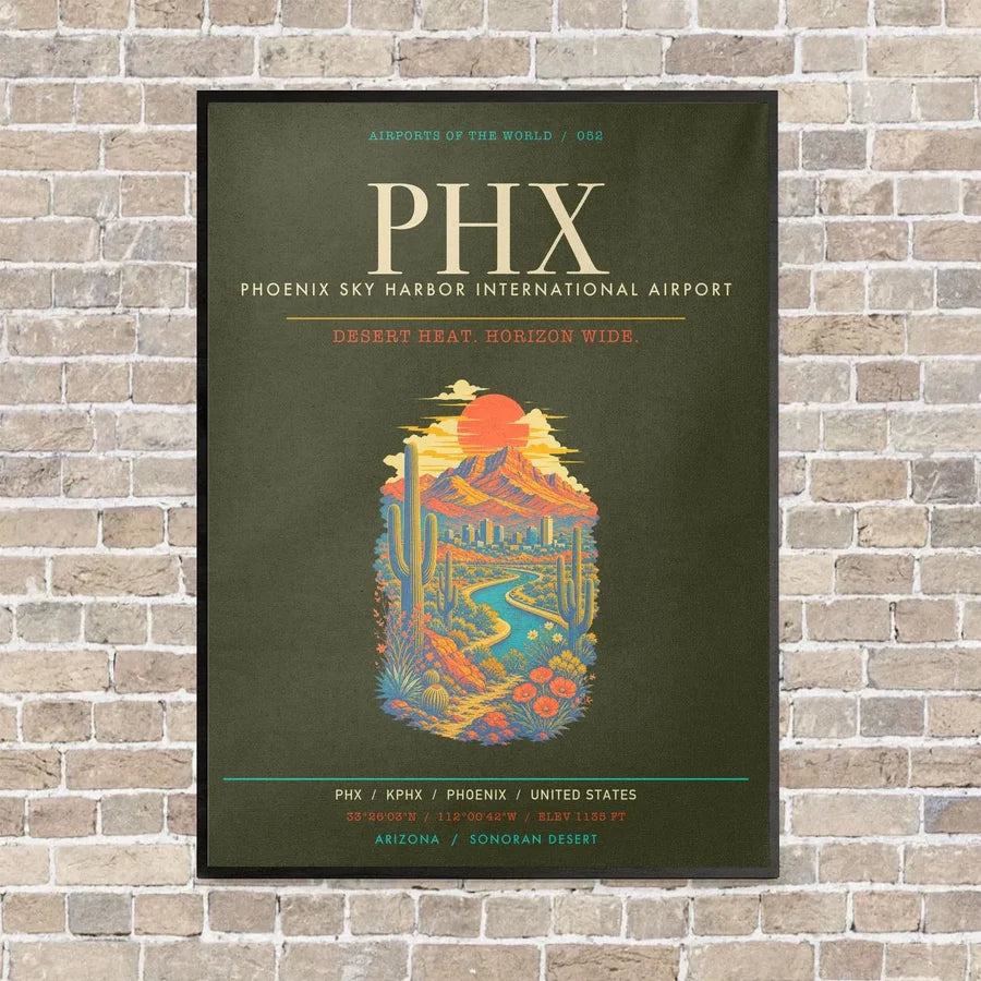 Phoenix Sky Harbor International Airport PHX - Canvas Framed - Green Army
