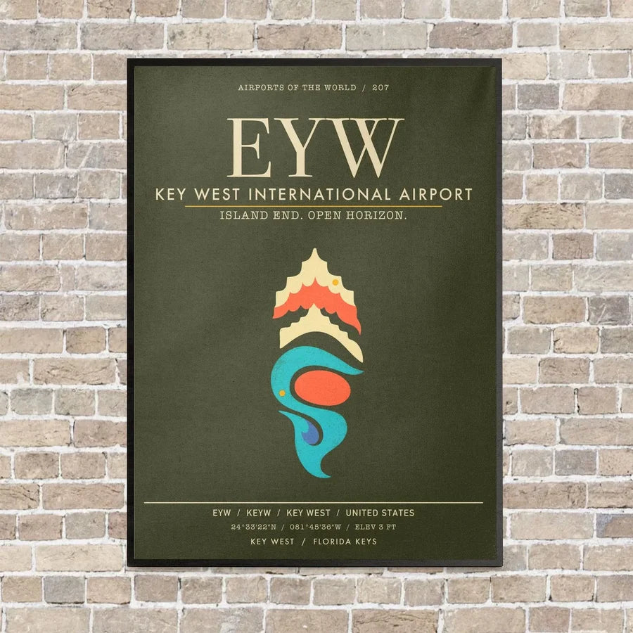 Key West International Airport EYW - Canvas Framed - Green Army