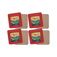 Thumbnail for The Dead Stick Contest - Designed Coasters design on red 4-pieces-set