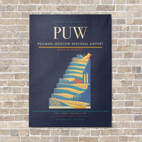 Thumbnail for Pullman–Moscow Regional Airport PUW vertical canvas print - no frame - navy blue background