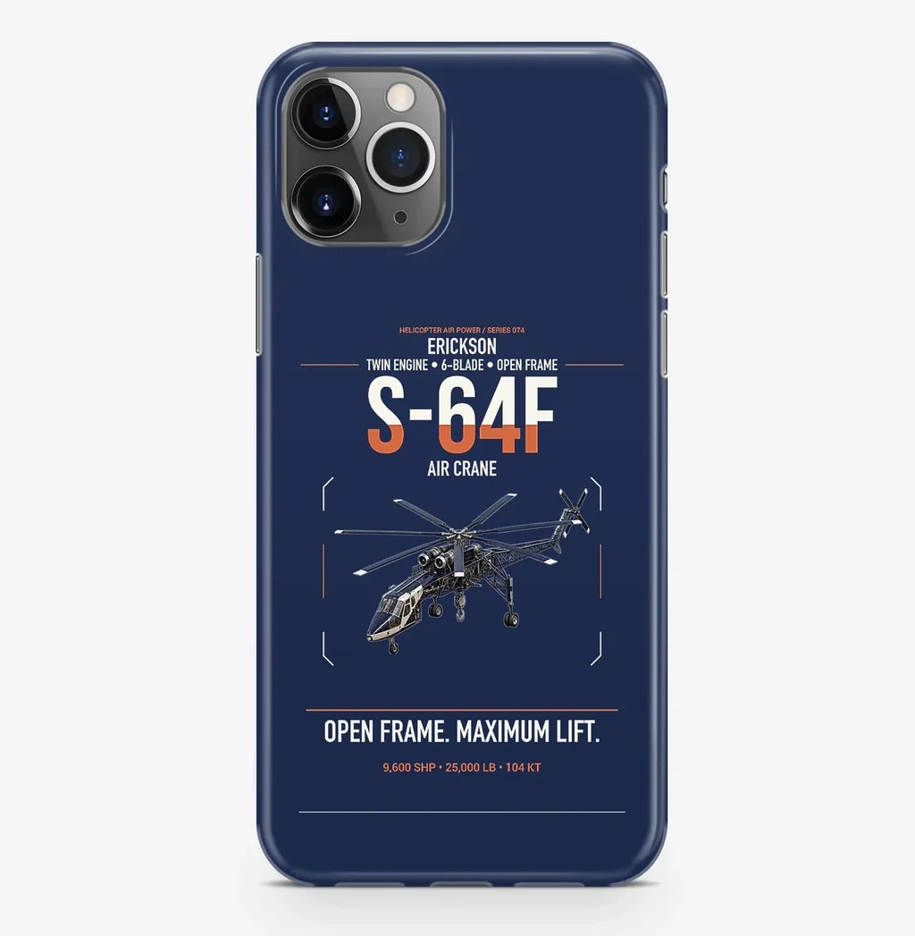 Erickson S-64F Air Crane design on navy blue magsafe iphone case, for iPhone Pro Max