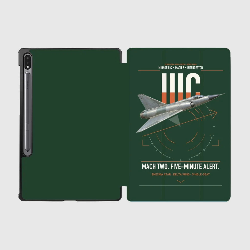 Dassault Mirage IIIC design on dark green samsung tablet tablet case
