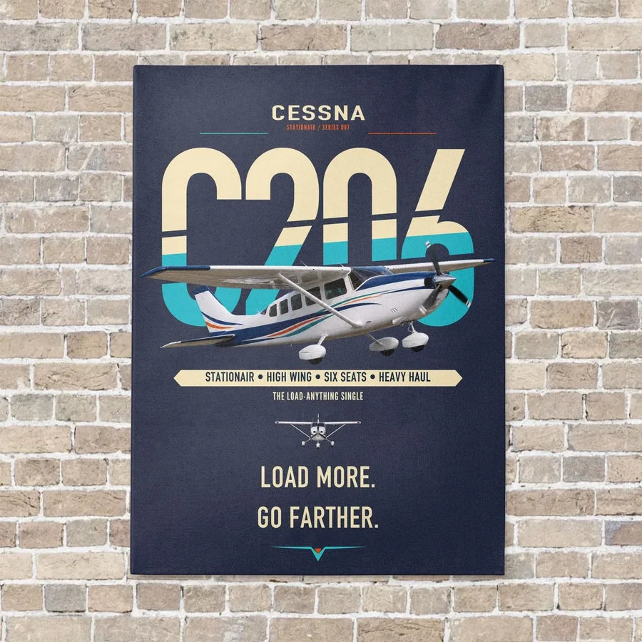 Cessna 206 Stationair vertical canvas print - no frame - navy blue background