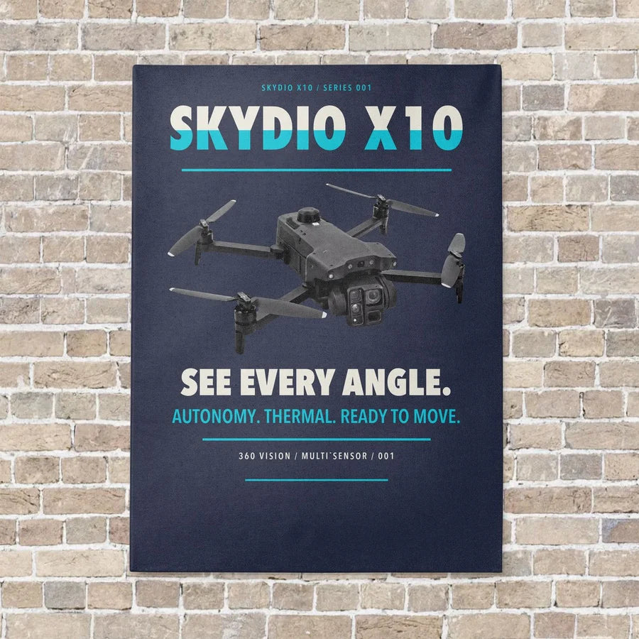 Skydio X10 vertical canvas print - no frame - navy blue background