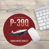 Thumbnail for P-39Q Airacobra design on dark red round mouse pad