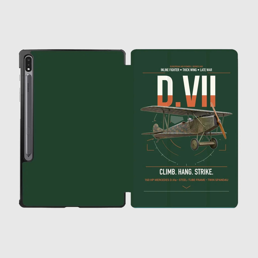 Fokker D.VII design on dark green samsung tablet tablet case