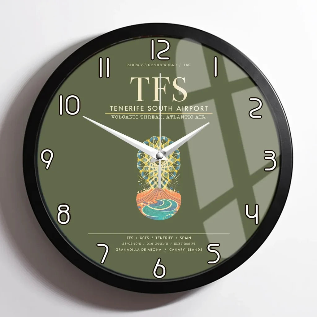 Tenerife South Airport TFS Wall-Clock Framed - Green Army