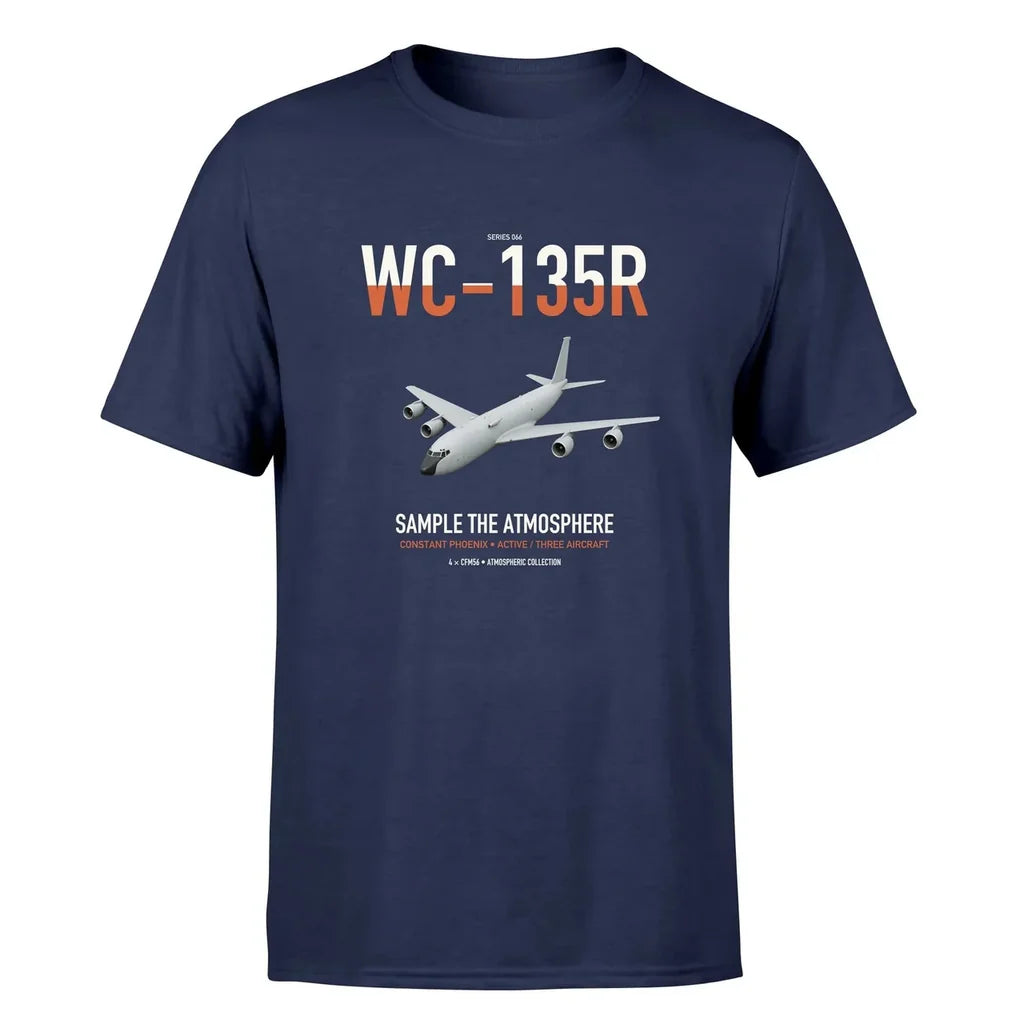 WC-135R Constant Phoenix design on navy blue double-side t-shirt, single-side print
