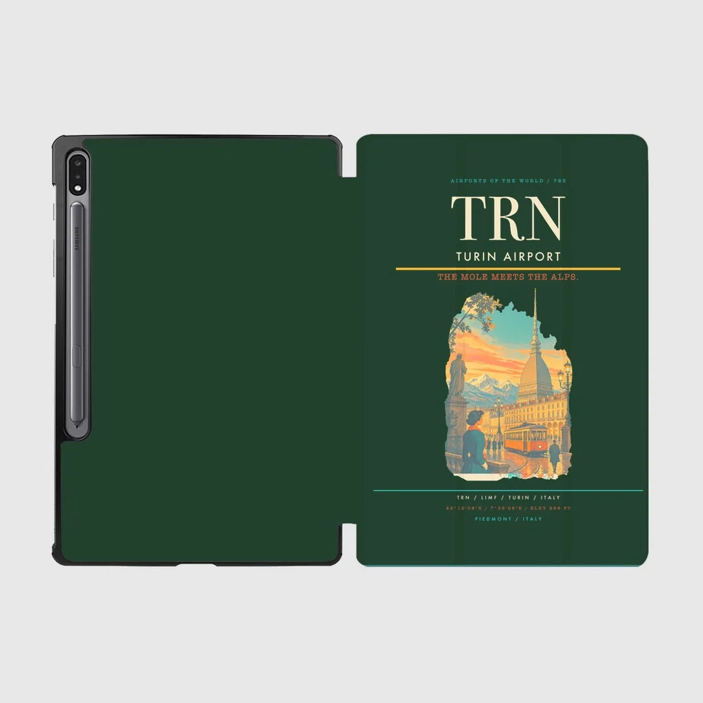 Turin Airport (TRN) design on dark green samsung tablet tablet case