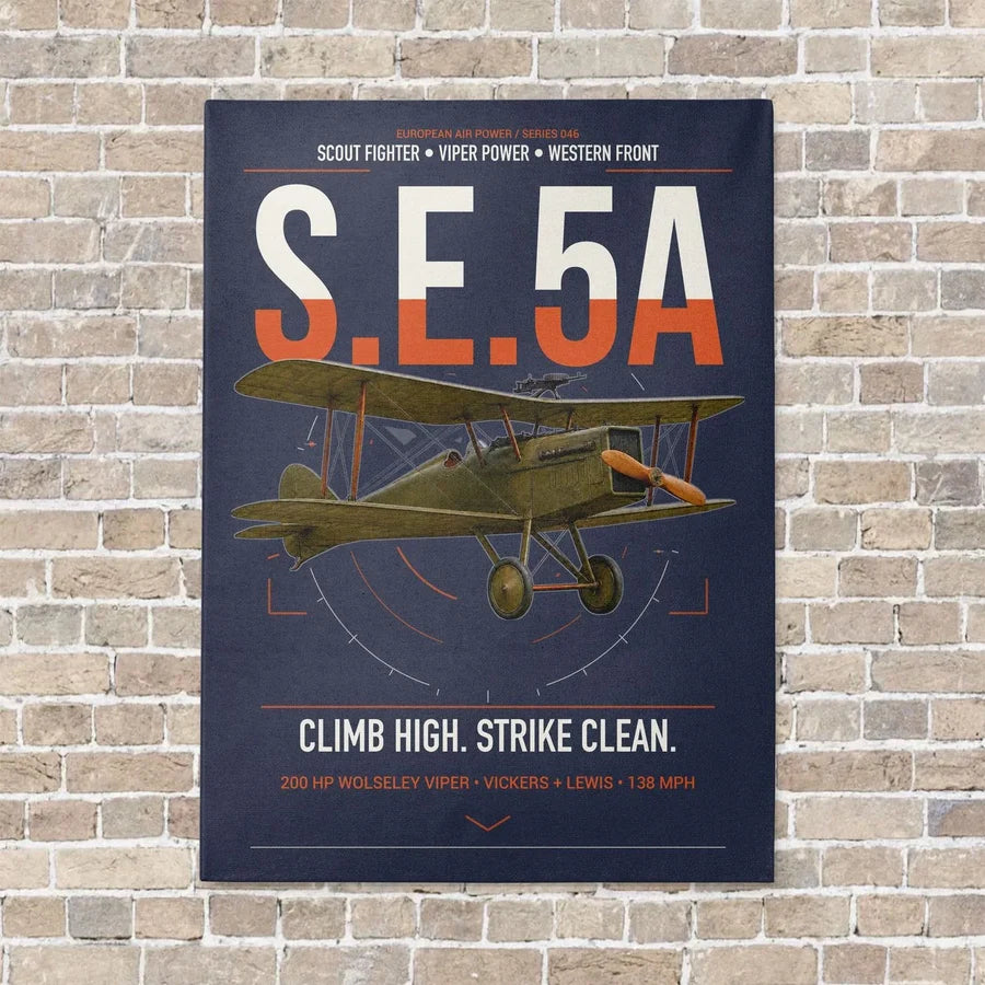 Royal Aircraft Factory S.E.5a vertical canvas print - no frame - navy blue background