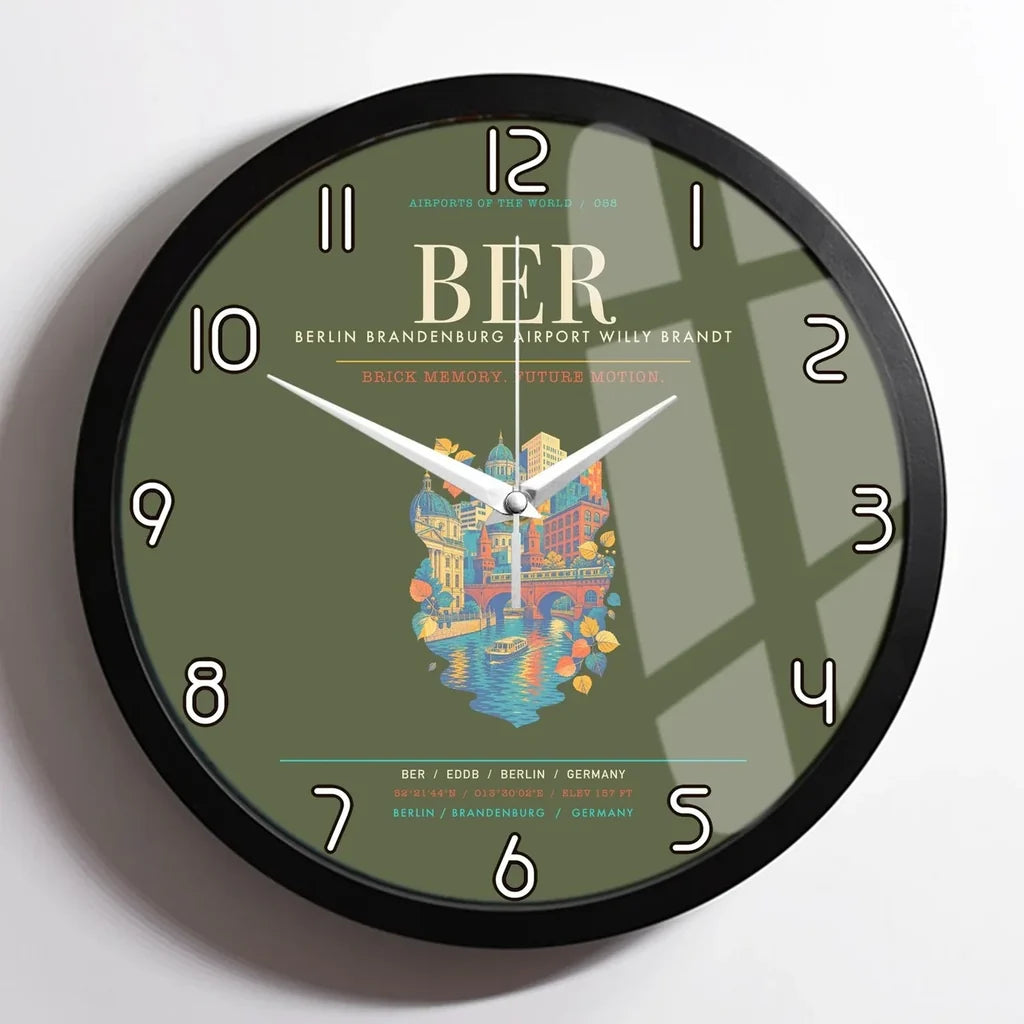 Berlin Brandenburg Airport Willy Brandt BER Wall-Clock Framed - Green Army