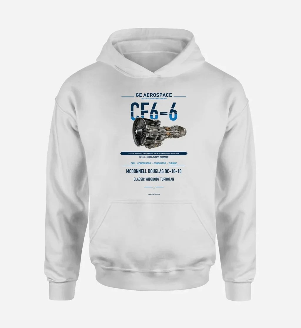 CF6-6 design on white hoodie single side