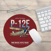 Thumbnail for Boeing P-12E design on dark red round mouse pad