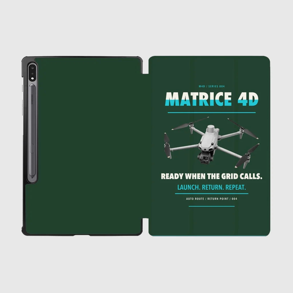 DJI Matrice 4D design on dark green samsung tablet tablet case