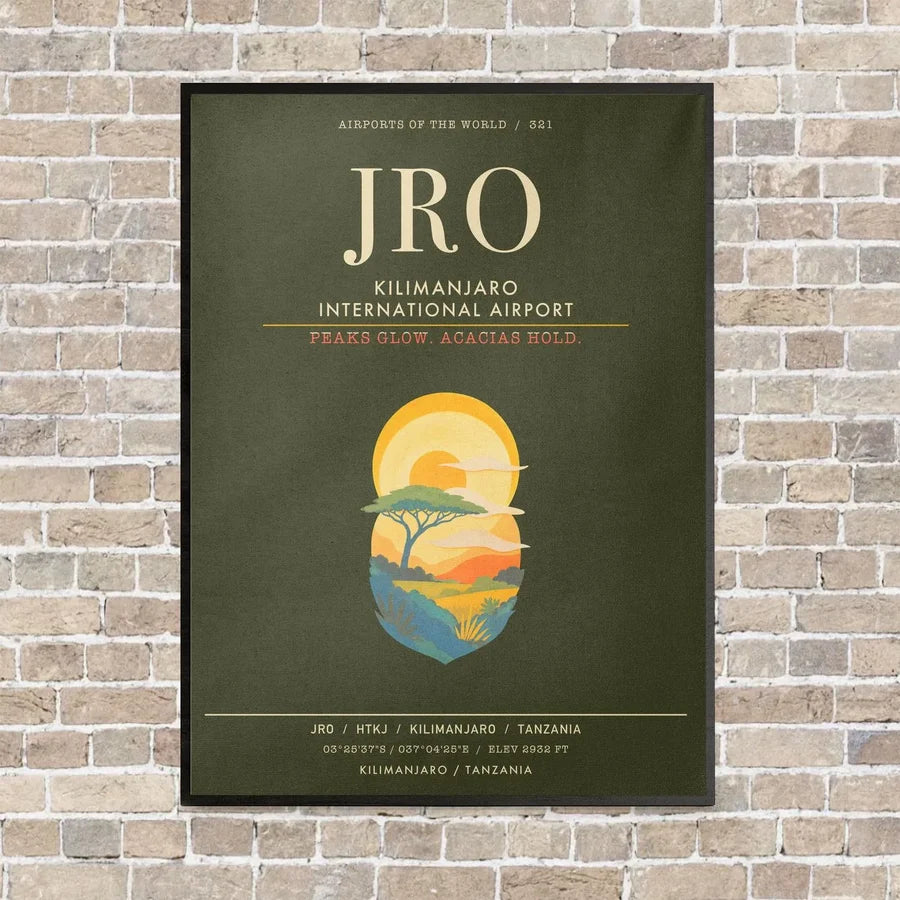 Kilimanjaro International Airport JRO - Canvas Framed - Green Army