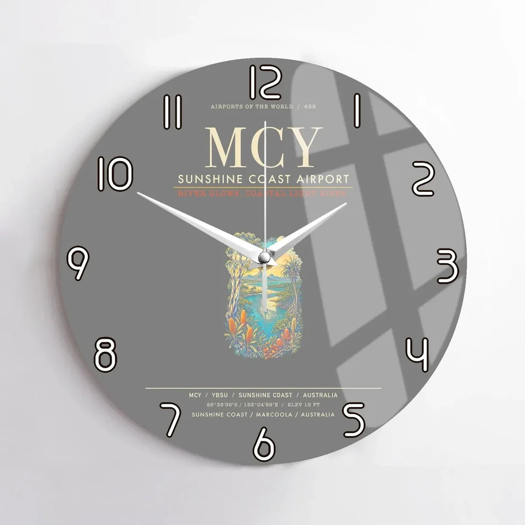 Sunshine Coast Airport MCY Wall-Clock No-Frame - Gray