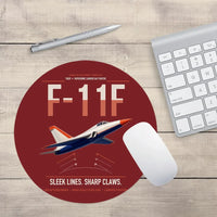 Thumbnail for F-11F Tiger design on dark red round mouse pad