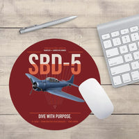 Thumbnail for SBD-5 Dauntless design on dark red round mouse pad