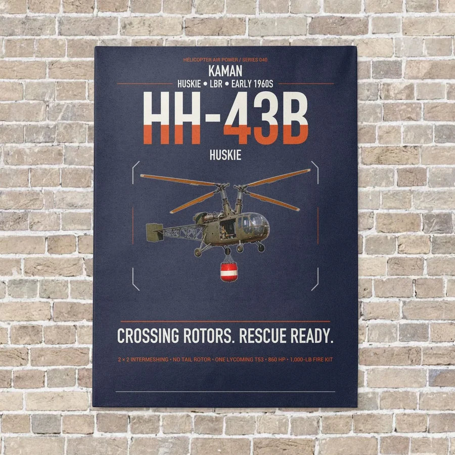 Kaman HH-43B Huskie vertical canvas print - no frame - navy blue background