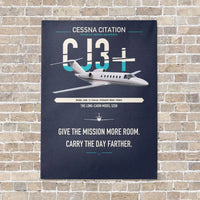 Thumbnail for Cessna Citation CJ3+ vertical canvas print - no frame - navy blue background