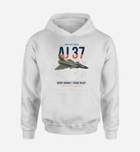 Thumbnail for Saab AJ 37 Viggen design on white double-side hoodie, single-side print