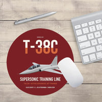 Thumbnail for T-38C Talon design on dark red round mouse pad