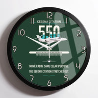 Thumbnail for Cessna Citation 550 - Citation II design on dark green framed wall clock