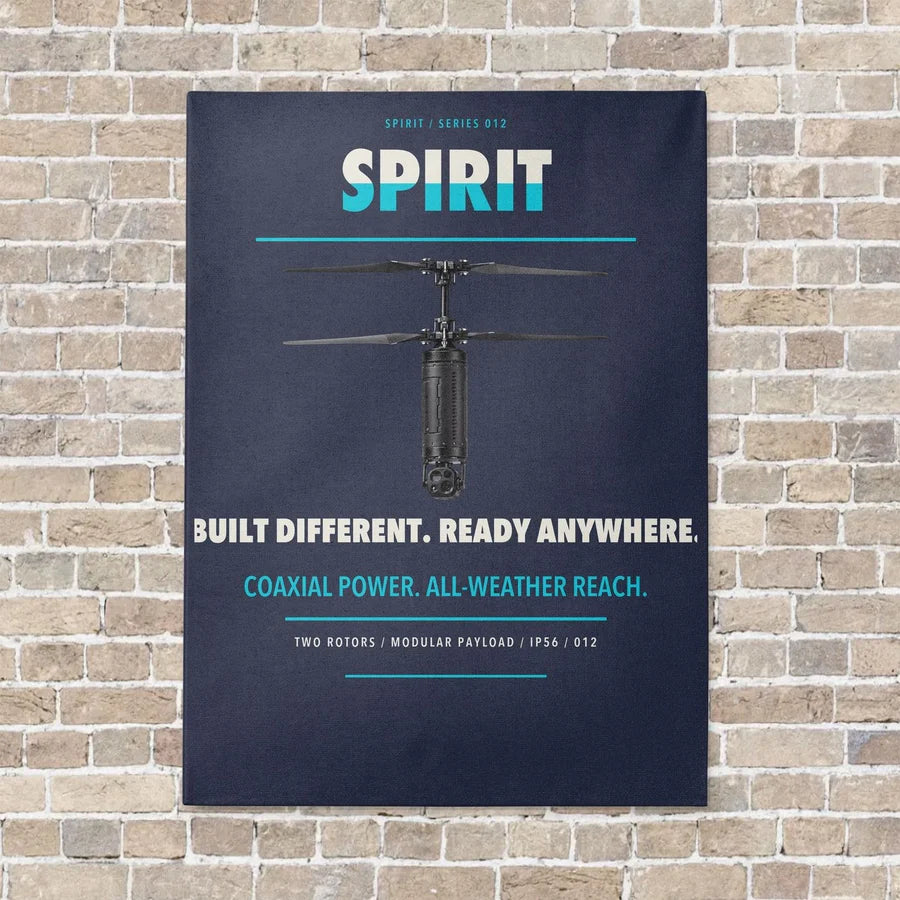 Ascent AeroSystems Spirit vertical canvas print - no frame - navy blue background