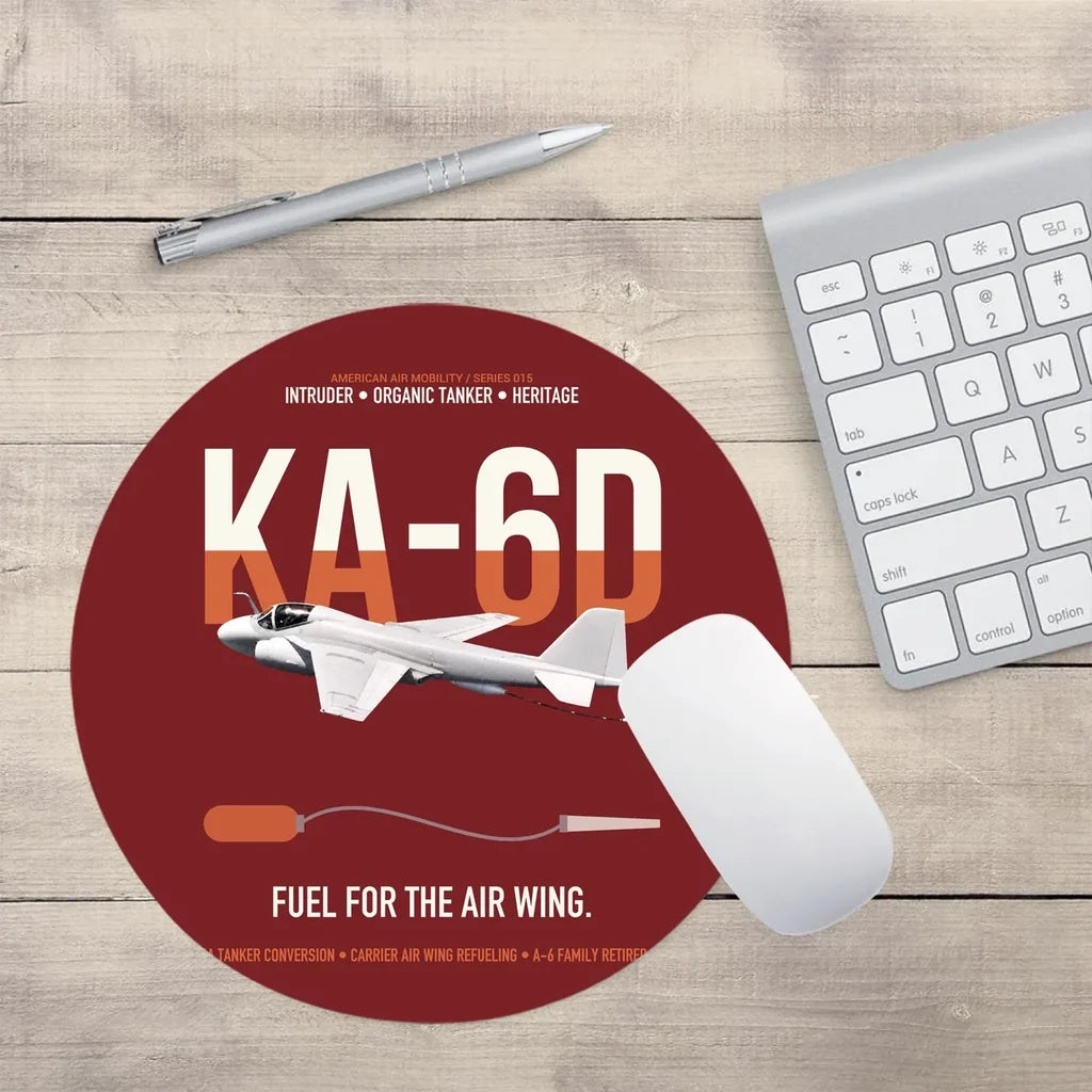 KA-6D Intruder design on dark red round mouse pad