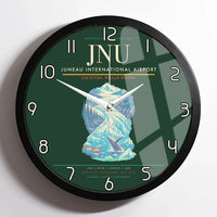 Thumbnail for Juneau International Airport (JNU) design on dark green framed wall clock