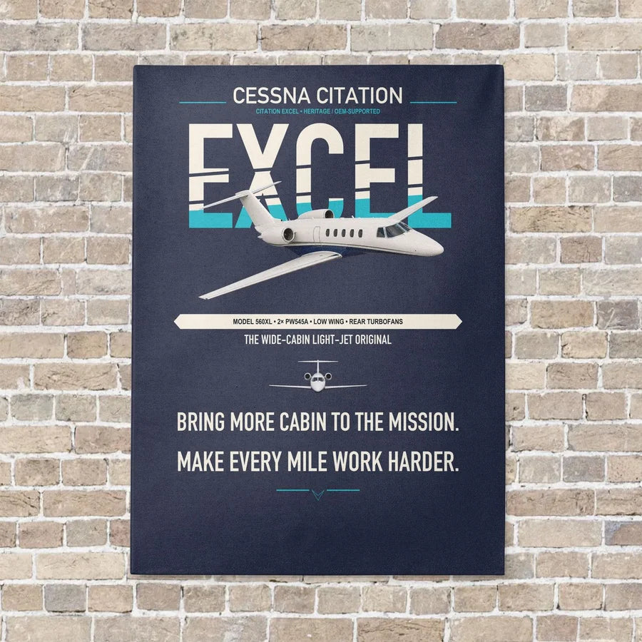 Cessna Citation Excel vertical canvas print - no frame - navy blue background