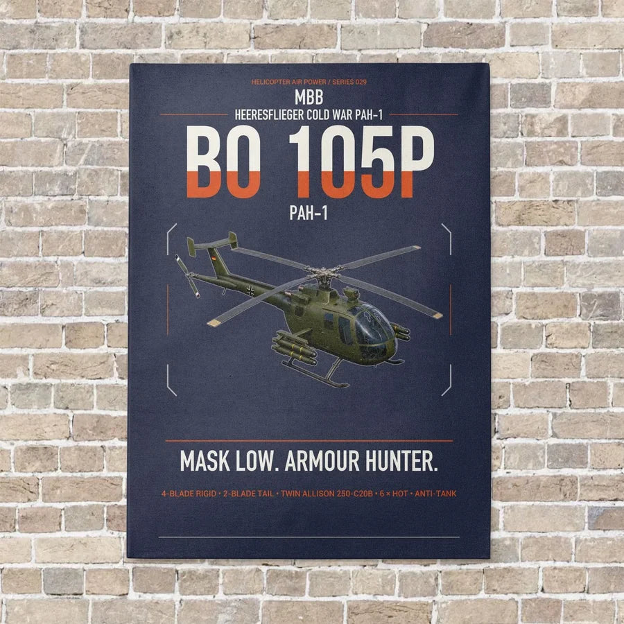 MBB BO 105P PAH-1 vertical canvas print - no frame - navy blue background