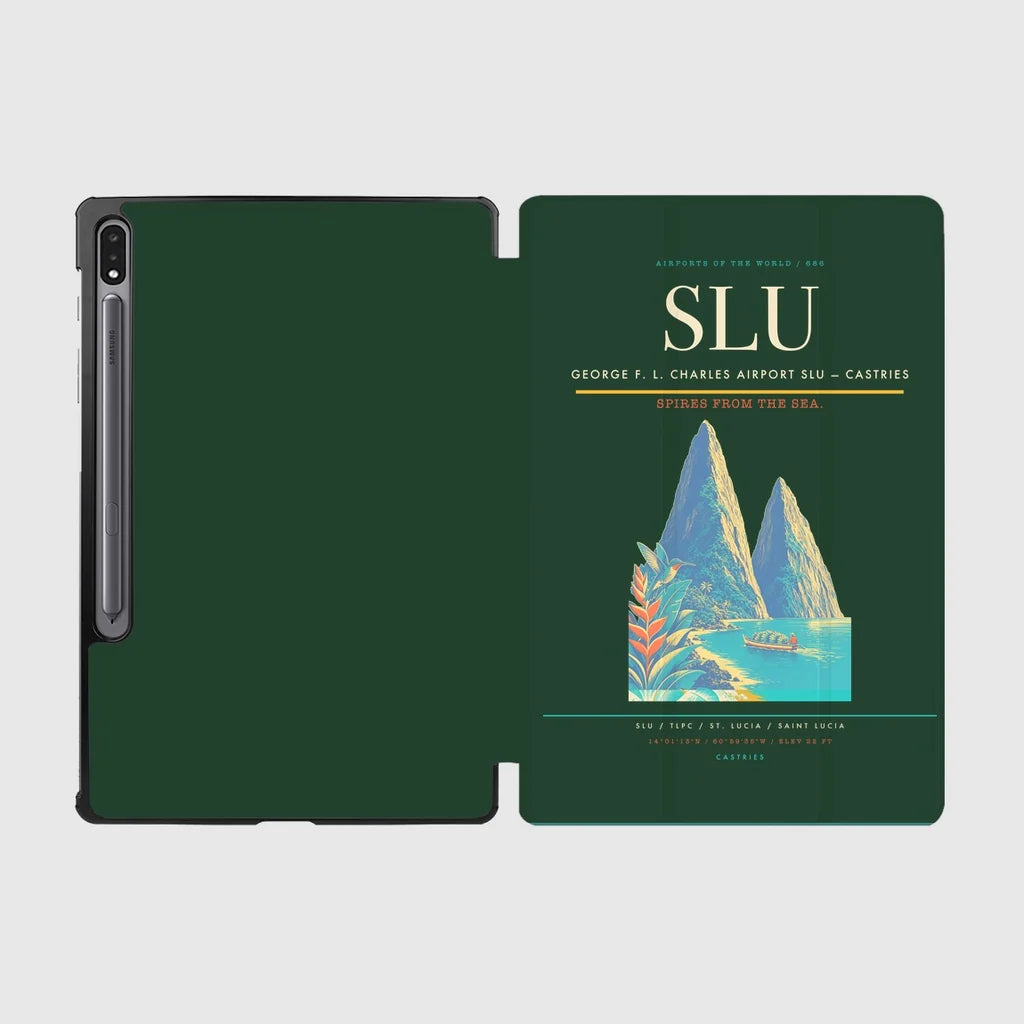 George F. L. Charles Airport (SLU) design on dark green samsung tablet tablet case