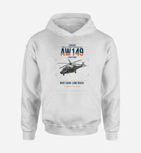 Thumbnail for Leonardo AW149 design on white double-side hoodie, single-side print