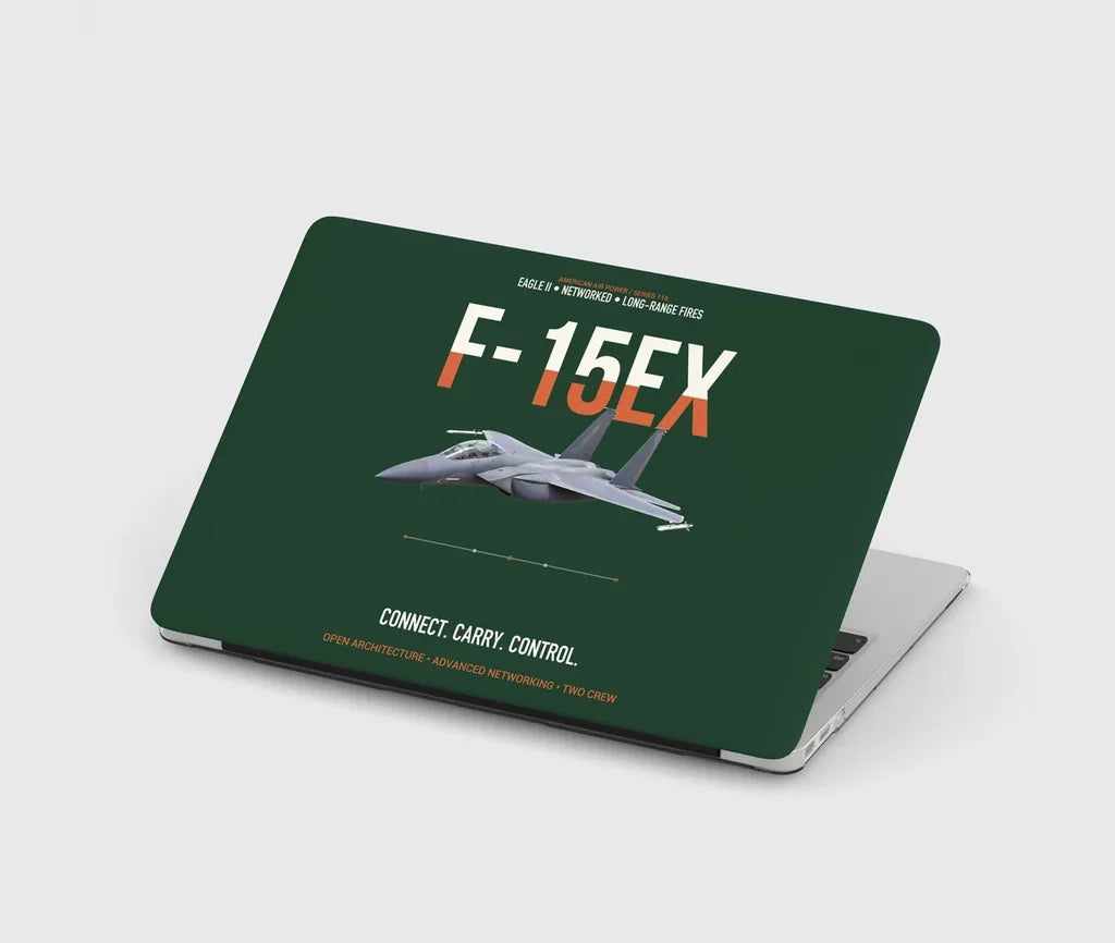 F-15EX Eagle II Connect Carry Control design on dark green MacBook case