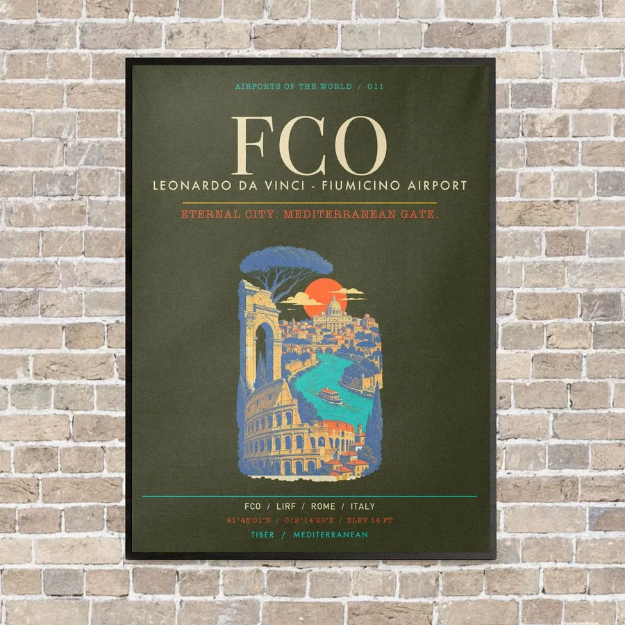 Rome Leonardo da Vinci Fiumicino Airport FCO - Canvas Framed - Green Army