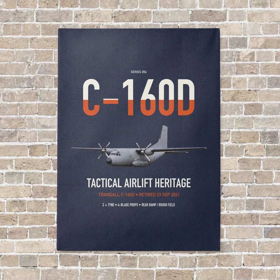 Transall C-160D vertical canvas print - no frame - navy blue background